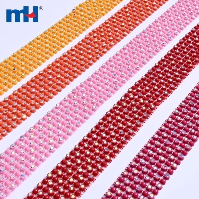 6 Rows Rhinestone Mesh Ribbon