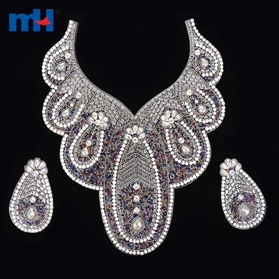 Neckline Hotfix Glass Stone Pattern