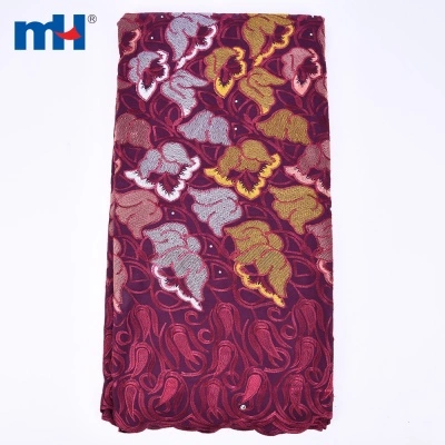 Rhinestone Africa Swiss Lace Fabric