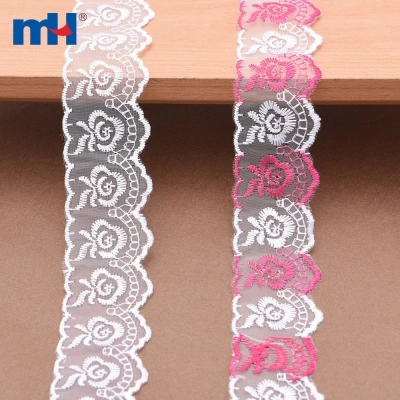 Scalloped Embroidered Tulle Lace Trim