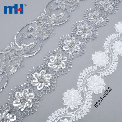 Sequins Trim Lace Ribbon Applique
